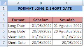 Perbedaan Format Long & Short Date Pada Tab Home Microsoft Excel